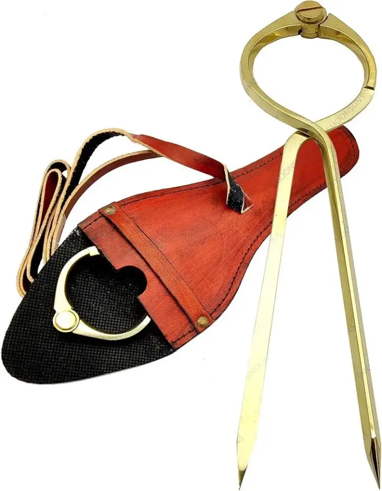 Vintage King International Straight Pattern Artist Divider – Solid Brass Drawing Tool with Leather Case