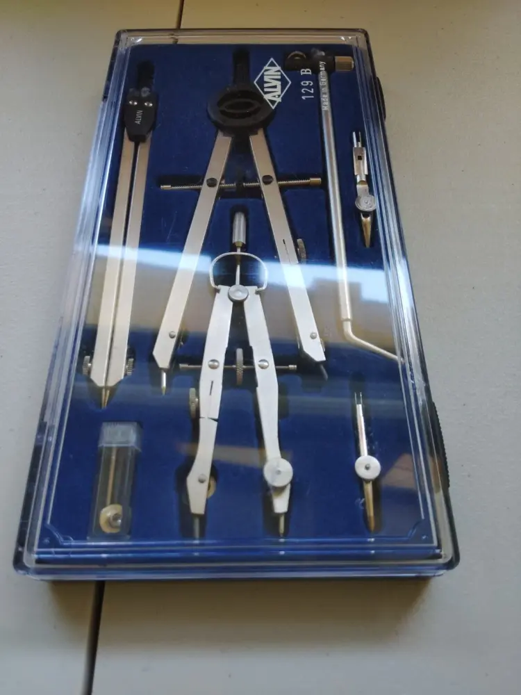 Alvin 129B Vintage Precision Drawing Instrument Set w/ Case
