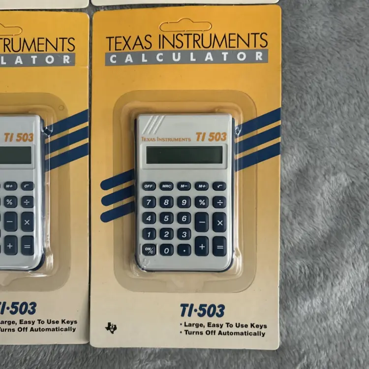 Set of 4 Vintage Texas Instruments TI-503 Pocket Calculators – Large Keys, Battery Powered – New - Image 3