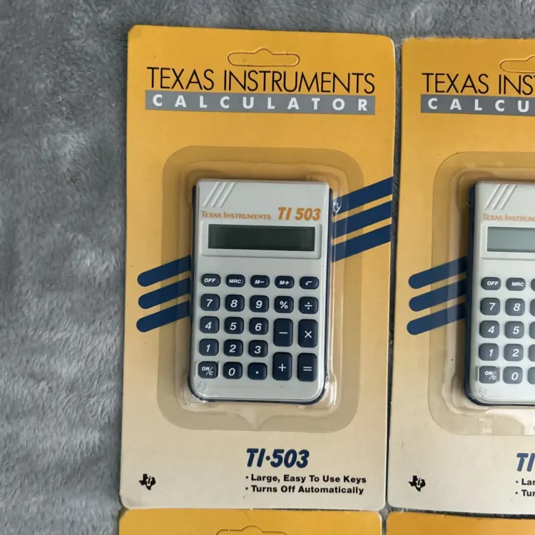 Set of 4 Vintage Texas Instruments TI-503 Pocket Calculators – Large Keys, Battery Powered – New - Image 2