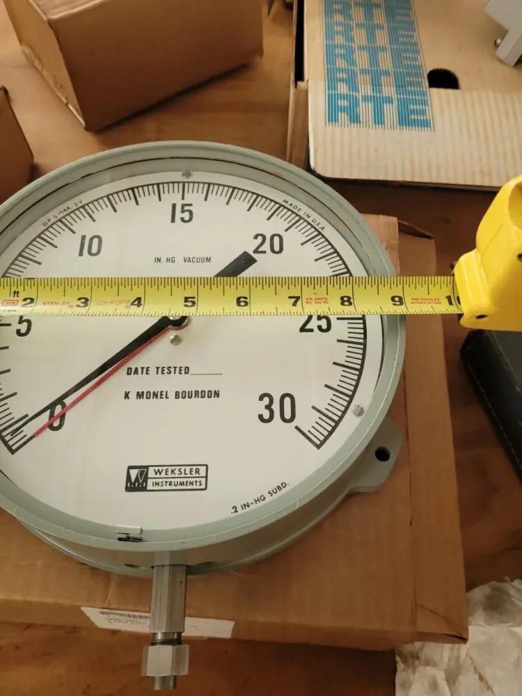 Vintage Large Weksler Instrument Test Gauge – 9" Diameter – IN HG Vacuum - Image 3