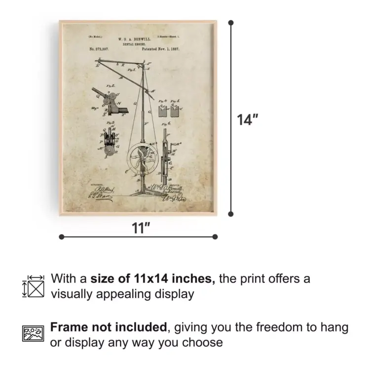 Vintage Dental Instruments Patent Print – Dentist Office Wall Art Decor (11" x 14") - Image 3