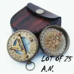 Lot of 25 Antique-Style Donald London Sundial Compasses with Leather Boxes – Civil War Reproduction