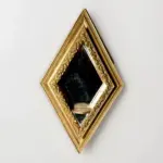 Rare Victorian Gilt Wood Diamond-Shaped Hanging Shadow Box Mirror – Antique Gold Frame