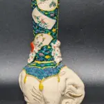 Antique c.1900 Meiji Period Fahua-Style Molded Vase with Elephant Figures