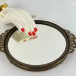 Antique Ornate Brass Footed Vanity Mirror – 6" Round Beveled Glass, Mid-20th Century