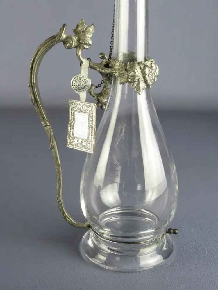Vintage 1970s Glass & Pewter Grappa Bottle Vase – Elegant Decorative Design - Image 2