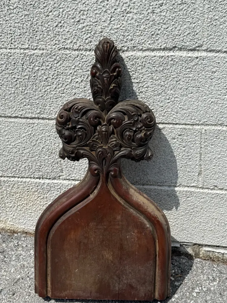 Antique Gothic Victorian Mahogany Finial – Large, Heavily Carved Salvage Piece - Image 2