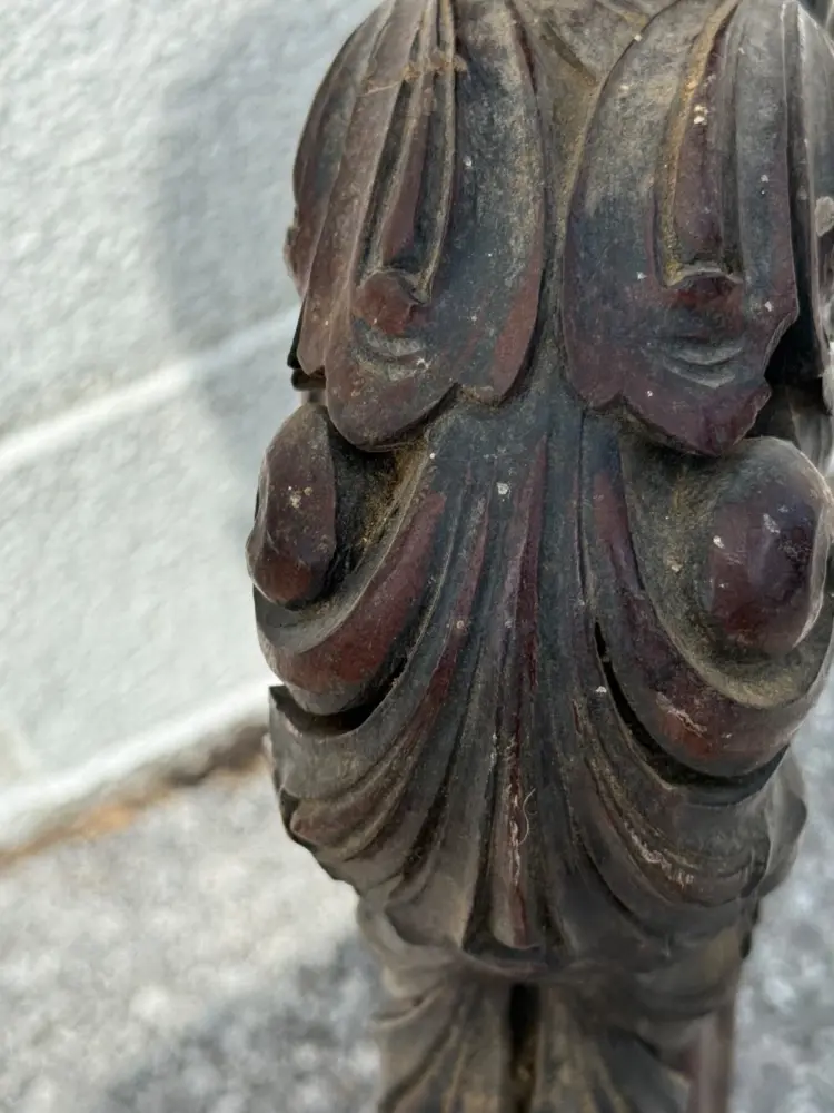 Antique Gothic Victorian Mahogany Finial – Large, Heavily Carved Salvage Piece - Image 3