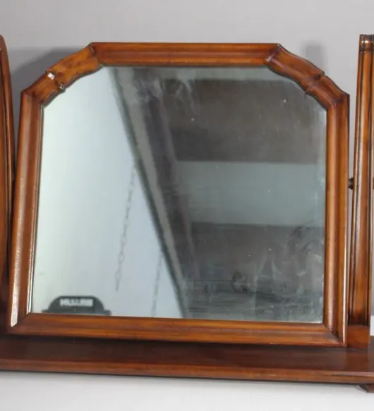 Vintage Wooden Swivel Vanity Mirror – 20” H x 24.5” W, Antique Tabletop Style