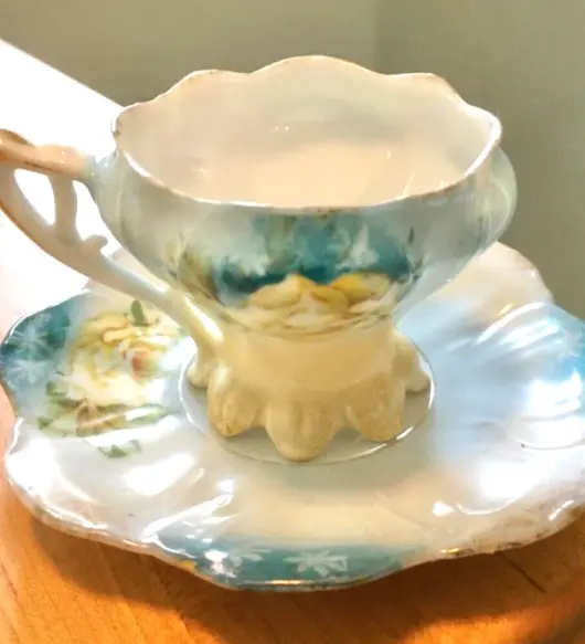 Antique Demitasse Cup & Saucer with Claw Foot – 1800s Original