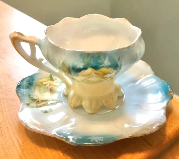 Antique Demitasse Cup & Saucer with Claw Foot – 1800s Original
