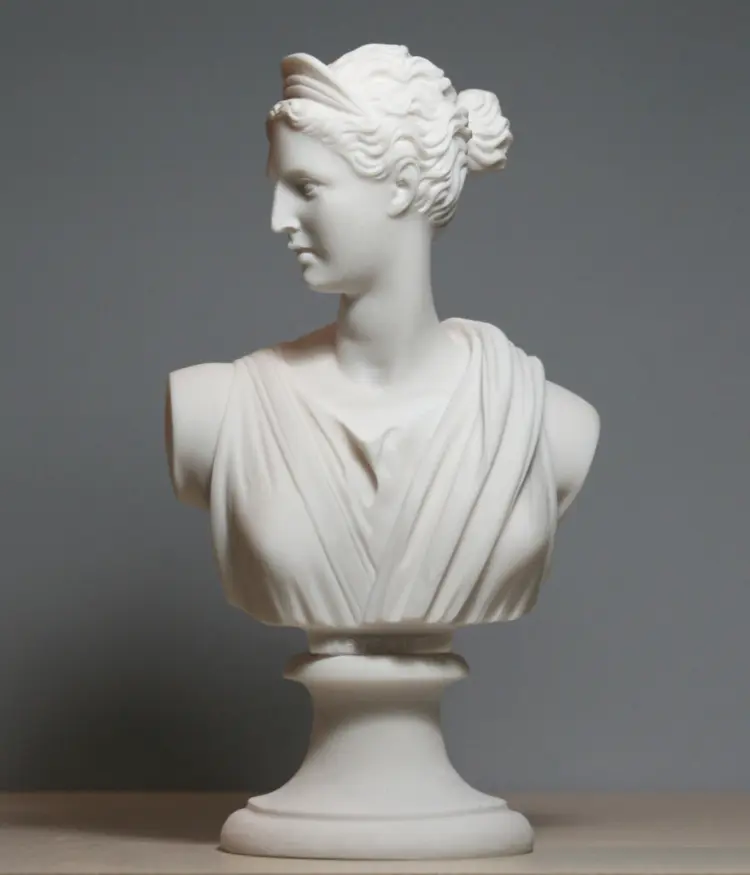 Greek Roman Goddess Artemis (Diana) Bust – 8.46" Cast Marble Sculpture, Handmade in Greece