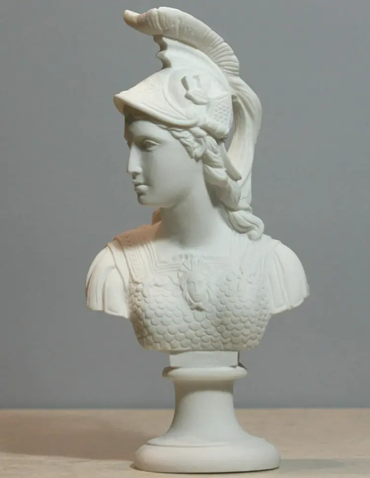 Athena (Minerva) Bust – 9.84" Cast Marble Goddess of Wisdom Statue, Handmade in Greece