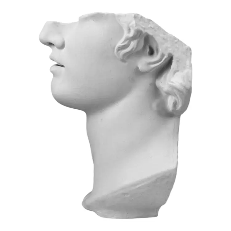 Apollo Fragment Head Sculpture – 9.84" Museum-Quality Cast Plaster Statue, Handmade in Greece - Image 3
