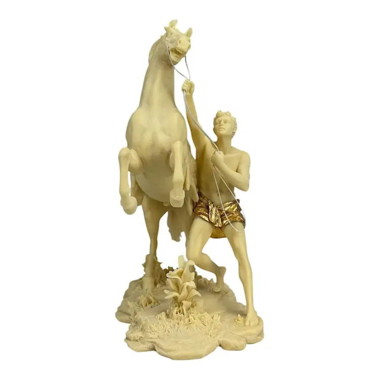 Alexander the Great Taming Bucephalus – 10.65" Bonded Marble Polyresin Sculpture, Veronese Design - Image 3