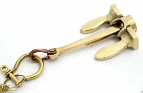 Vintage Brass Anchor Keychain – Nautical Handmade Keyring Gift for Men & Women