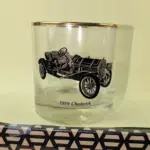 Vintage Galaxy Distinctive Glassware 1910 Chadwick Antique Car Cocktail Glass with 22K Gold Trim